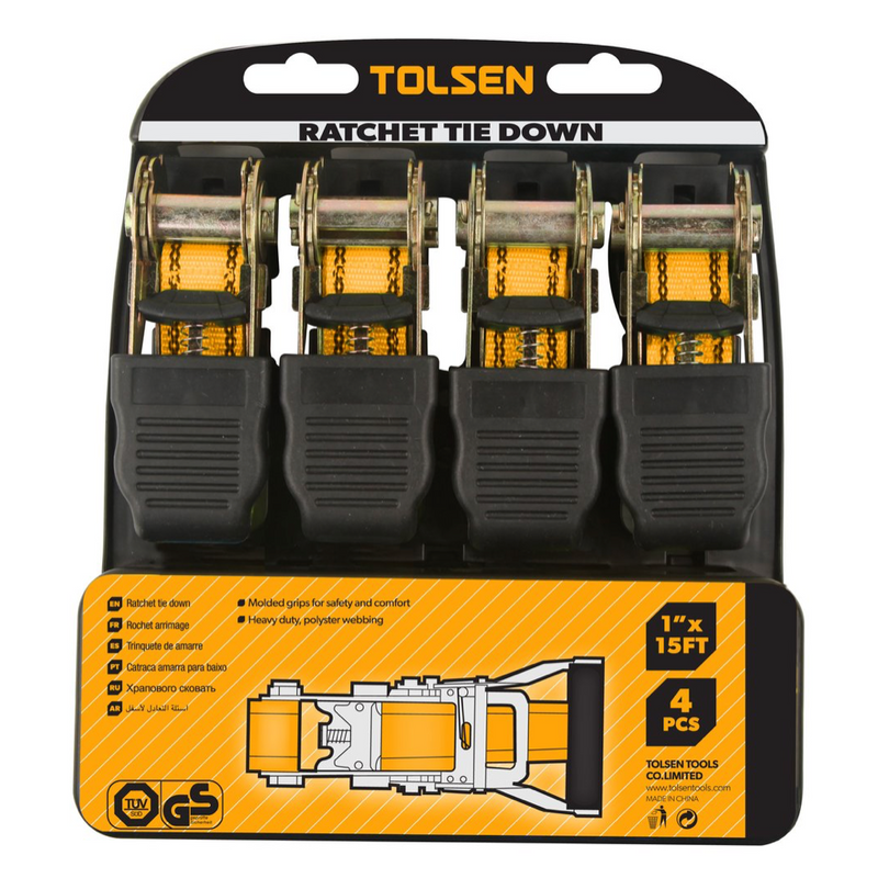 Tolsen 62254, 4pcs Ratchet Tie Down Set