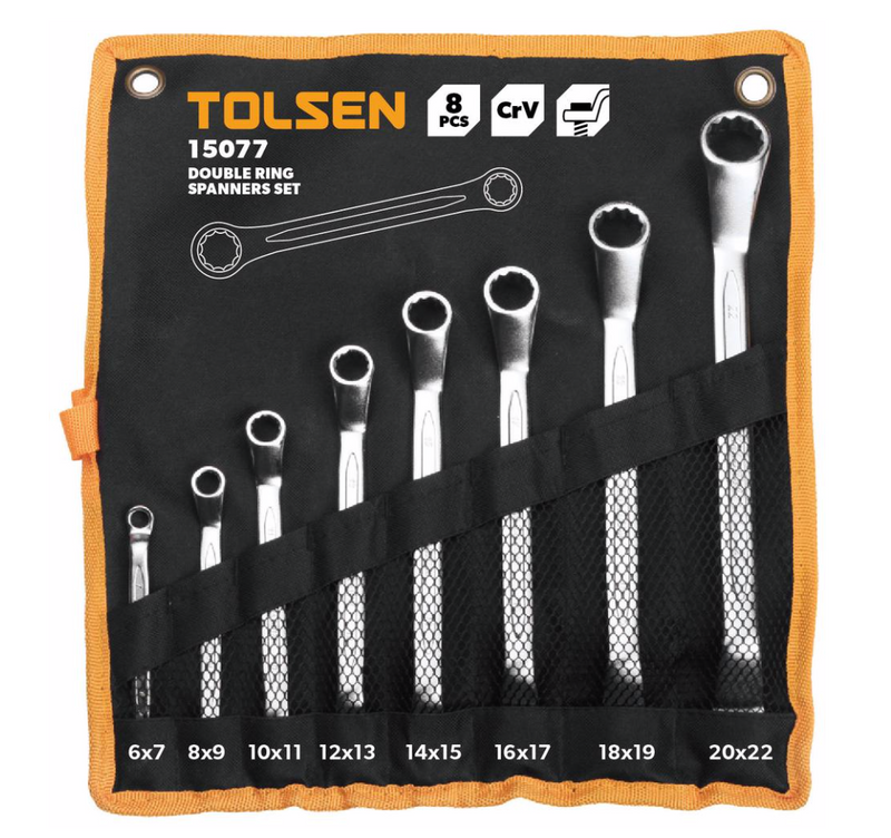 Tolsen 15077, 8pcs Double Ring Spanners Set