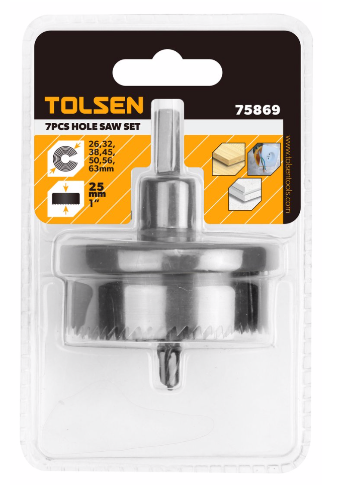 Tolsen 75870, 7pcs Wood Holesaw Set