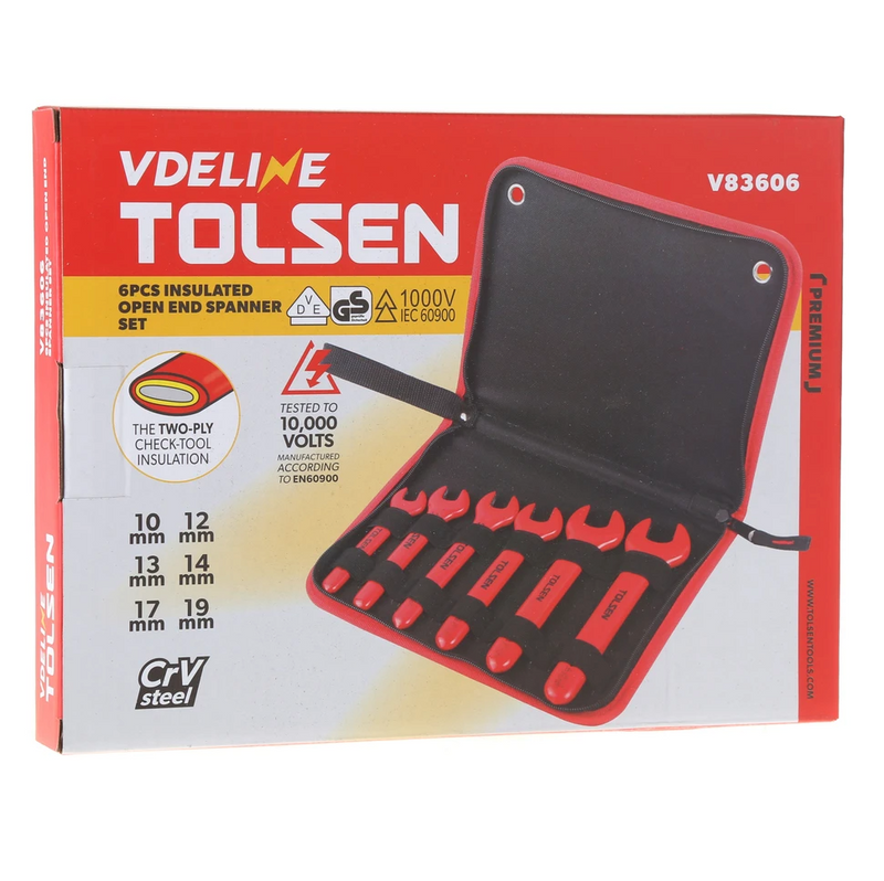 Tolsen V83606, 6pcs VDE Open End Spanner Set