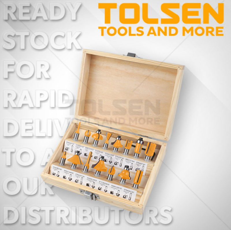 Tolsen 75681, 15pcs Carbide Router Bits Set