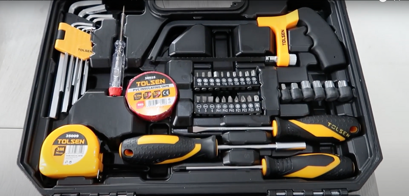 Tolsen 85350, 119pcs DIY Tools Box Set ( Hammer , Hacksaw , 70pcs Nailset and more)