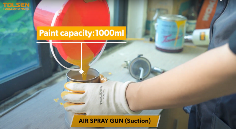 Tolsen 73180, Industrial HVLP Air Spray Gun Suction Type (1000ml, 1.4mm)