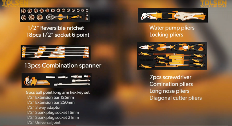 Tolsen 85401, 60pcs Car Mechanics Tool Set
